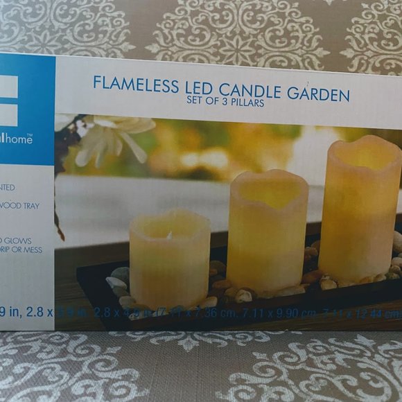 Decorative Tray w/ 3 Flameless candles - Picture 1 of 9